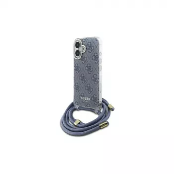 Guess GUHCP16SHC4SEB iPhone 16 6,1 cala Niebieskie Twarde Etui Crossbody Cord 4G Print
