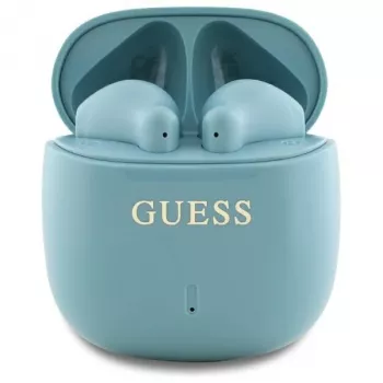 Guess Printed Classic Logo TWS Bluetooth Earbuds z etui ładującym (Turkusowy)