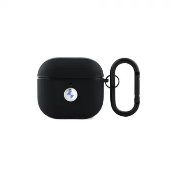 BMW BMA4SSLBK AirPods 4 Cover Black Genuine Leather Silver Logo