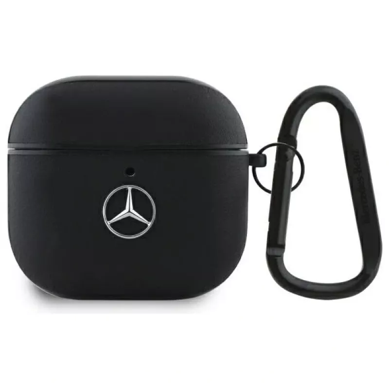 Mercedes-Benz MEA4CSLBK Etui AirPods 4 Czarna Skóra Metalowe Logo