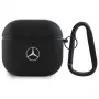 Mercedes-Benz MEA4CSLBK Etui AirPods 4 Czarna Skóra Metalowe Logo