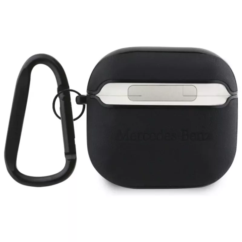 Mercedes-Benz MEA4CSLBK Etui AirPods 4 Czarna Skóra Metalowe Logo