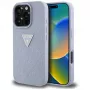 Guess Hot Stamp 4G Pattern Triangle Metal Logo Case do iPhone 16 Pro Max (Fioletowy)