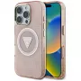 Guess IML Metal Glitter 4G Circle Triangle MagSafe Case do Apple iPhone 16 Pro Max (Różowy)