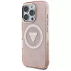 Guess IML Metal Glitter 4G Circle Triangle MagSafe Case do Apple iPhone 16 Pro Max (Różowy)