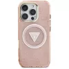 Guess IML Metal Glitter 4G Circle Triangle MagSafe Case do Apple iPhone 16 Pro Max (Różowy)