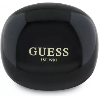 Guess Flat Classic Logo Electroplated TWS Earbuds z etui ładującym (czarny)