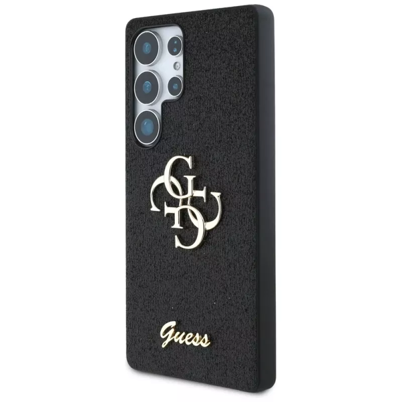 Guess Fixed Glitter Big 4G Metal Logo Case do Samsung Galaxy S25 Ultra (Czarny)