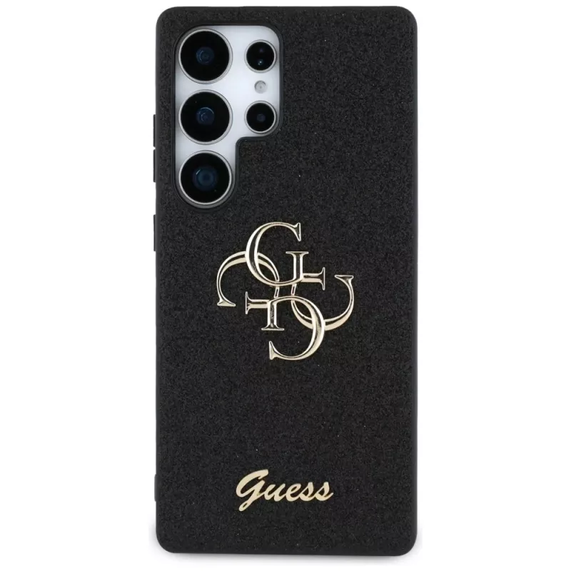 Guess Fixed Glitter Big 4G Metal Logo Case do Samsung Galaxy S25 Ultra (Czarny)
