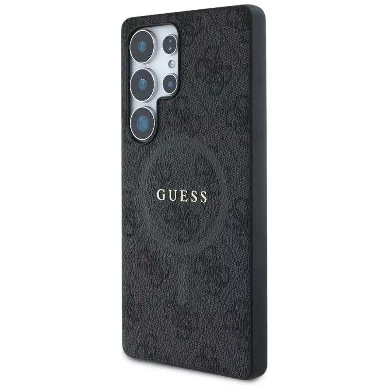 Guess Leather 4G Colored Ring Classic Logo MagSafe Back Cover do Samsung Galaxy S25 Ultra, Czarny