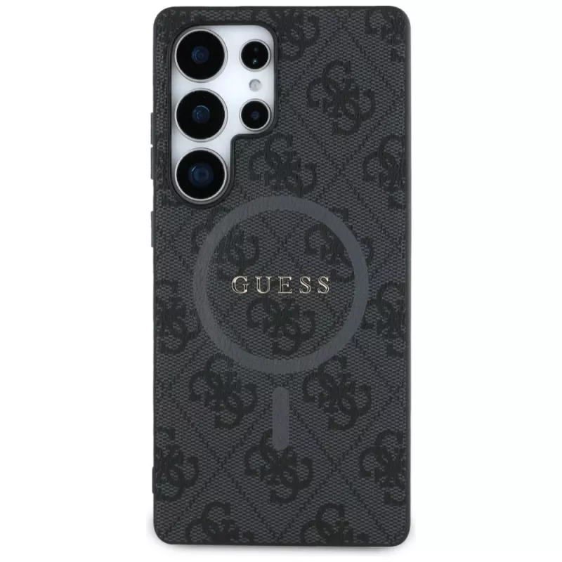 Guess Leather 4G Colored Ring Classic Logo MagSafe Back Cover do Samsung Galaxy S25 Ultra, Czarny