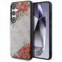 Guess Leather 4G Flowers Print Metal Classic Logo MagSafe Case dla Samsung Galaxy S25 Różowy