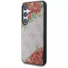 Guess Leather 4G Flowers Print Metal Classic Logo MagSafe Case dla Samsung Galaxy S25 Różowy