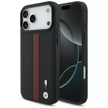 Etui MagSafe BMW M Perforated Stripe Logo dla Apple iPhone 17 Pro Max, czerwone