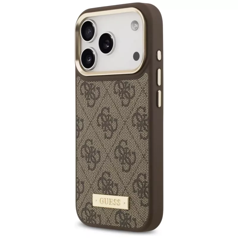 Guess 4G Logo Plate MagSafe Case do Apple iPhone 17 Pro Brązowy