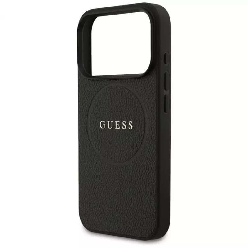 Guess Grained Ring MagSafe Case do iPhone 17 Pro Max (Czarny)