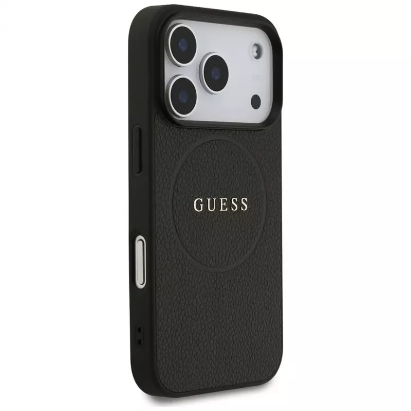 Guess Grained Ring MagSafe Case do iPhone 17 Pro Max (Czarny)