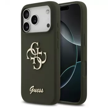 Guess Silicone Big 4G Script Case do iPhone 17 Pro Max Khaki