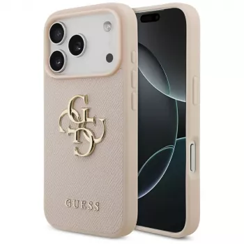 Guess Grained Big 4G & Classic Logo Case do iPhone 17 Pro Różowy