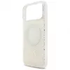 Guess IML Flowers Electro Pearl Strap MagSafe Case do iPhone 17 Pro Max Biały