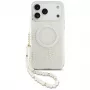 Guess IML Flowers Electro Pearl Strap MagSafe Case do iPhone 17 Pro Max Biały