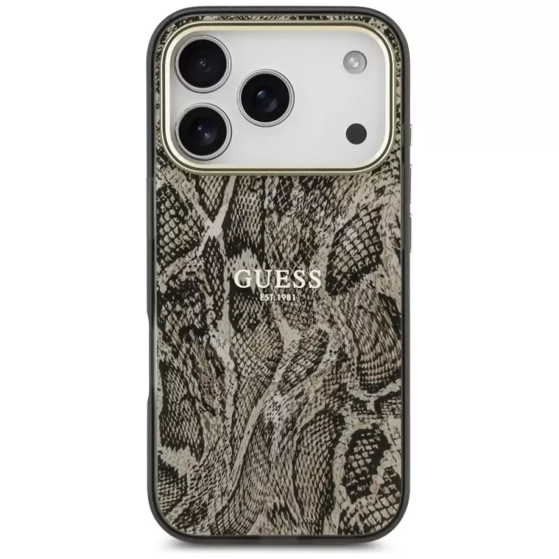 Guess Python Pattern MagSafe Case do iPhone 17 Pro Brązowy
