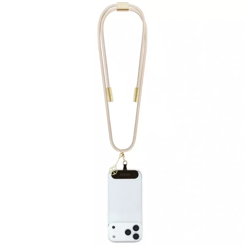 Guess Crossbody Strap 4G Charm - Uniwersalny pasek do telefonu / kabel USB-C na USB-C 1,5 m (beżowy)