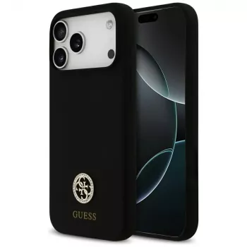 Guess Silicone Logo Strass 4G MagSafe Case do iPhone 17 Pro Max Czarny