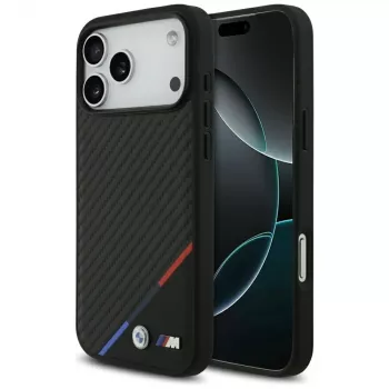 Etui BMW M Carbon Tricolor Line MagSafe na iPhone 17 Pro Max Czarny