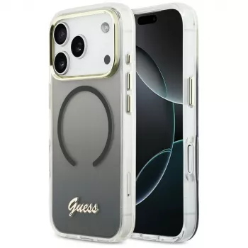 Guess IML Gradient Script Metal MagSafe Case do Apple iPhone 17 Pro Max, Czarny