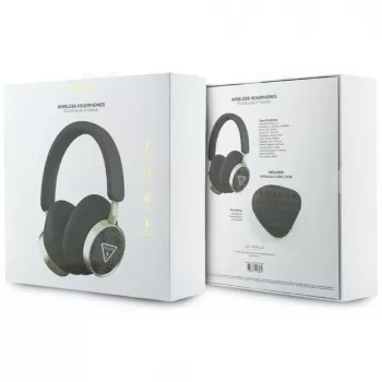 Guess 4G Triangle Logo Bezprzewodowe Słuchawki Nauszne Bluetooth 5.4 z ENC, Czarny