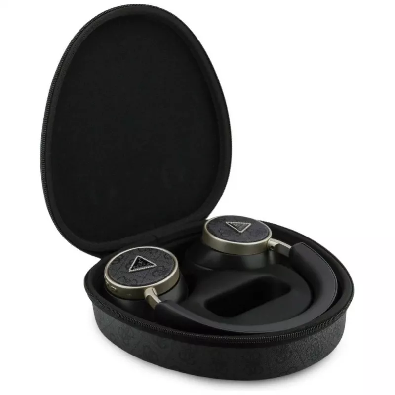 Guess 4G Triangle Logo Bezprzewodowe Słuchawki Nauszne Bluetooth 5.4 z ENC, Czarny