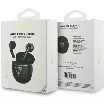 Guess Gold Line Triangle TWS Bluetooth Earbuds z etui ładującym (czarny)