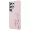 KARL LAGERFELD Grained Signature Metal Resin Logo Case do Samsung Galaxy S26 Ultra, Różowy