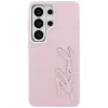 KARL LAGERFELD Grained Signature Metal Resin Logo Case do Samsung Galaxy S26 Ultra, Różowy