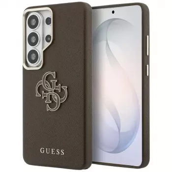 Guess Grained Big 4G Metal Logo Case do Samsung Galaxy S26 Ultra - Brązowy
