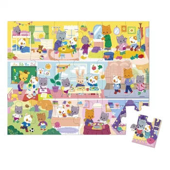 Janod Puzzle w Walizce Rytm Dnia 24 Elementy 3+ Wyprodukowano we Francji