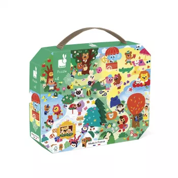 Janod Puzzle w Walizce Cztery Pory Roku 36 Elementów 4+ Wyprodukowane we Francji
