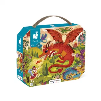Janod Puzzle w Walizce Smocze Królestwo 54 Elementy 5+ Produkt Francuski