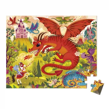 Janod Puzzle w Walizce Smocze Królestwo 54 Elementy 5+ Produkt Francuski