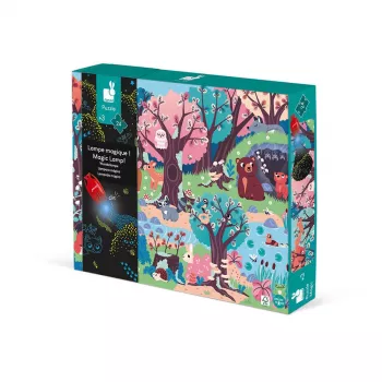 Janod Forest Glow-in-the-Dark Jigsaw Puzzle z lampą UV 24 elementy