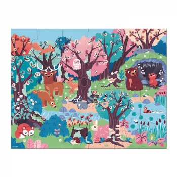 Janod Forest Glow-in-the-Dark Jigsaw Puzzle z lampą UV 24 elementy