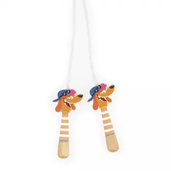 Skakanka Janod Applepop Dog z drewnianymi uchwytami 3+