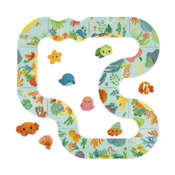 Janod puzzle do kąpieli Tor ze zwierzątkami, 18 m+