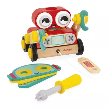 Janod Brico'Kids Drewniany Robot do Skręcania i Ciągnięcia 2+