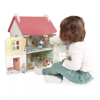 JANOD Lilliputiens drewniany domek dla lalek z 15 akcesoriami J06467