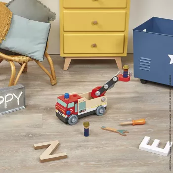 Janod Brico'kids wóz strażacki do składania z narzędziami