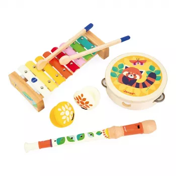 Zestaw instrumentów muzycznych Janod Gioia - 5 instrumentów, drewniane, pastelowe kolory, 18m+