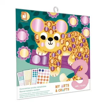 Janod My Arts & Crafts 3+ Creative Sticker Art Kit z Metalicznymi Okrągłymi Naklejkami