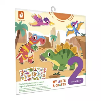 Janod My Arts & Crafts Dinozaur Zestaw Naklejek Wielokrotnego Użytku dla Maluchów 2+